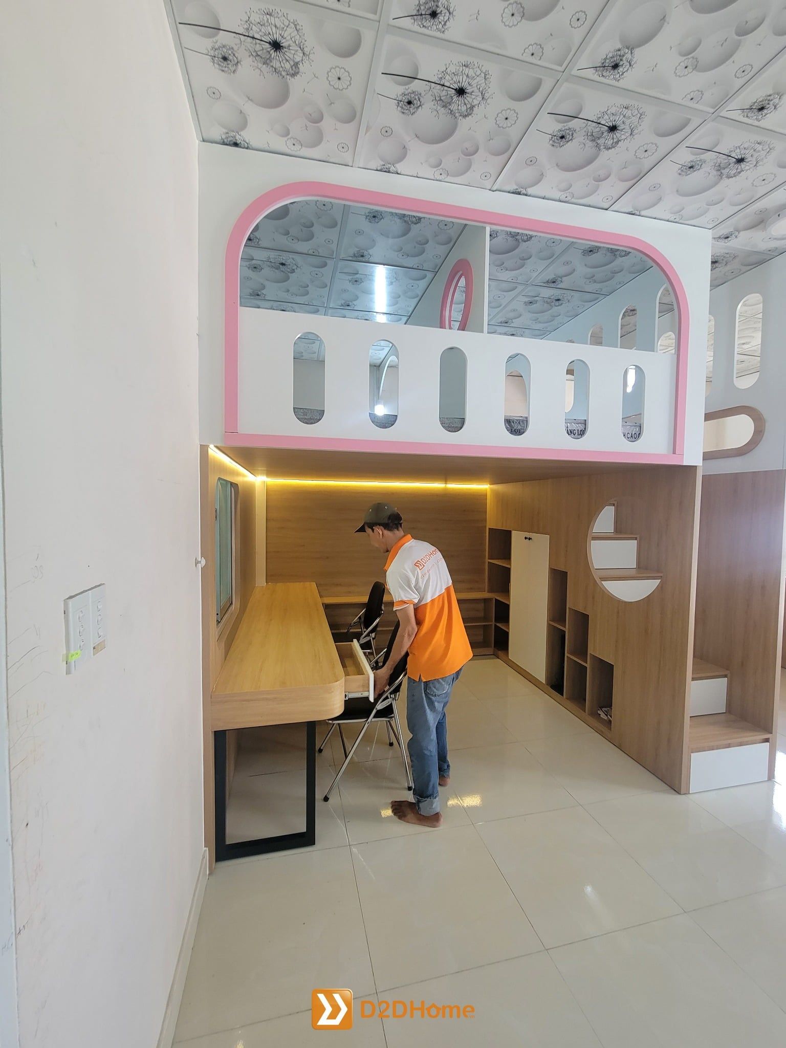  Phòng ngủ giường tầng cho 3 bé trai nhà chị Hoa 