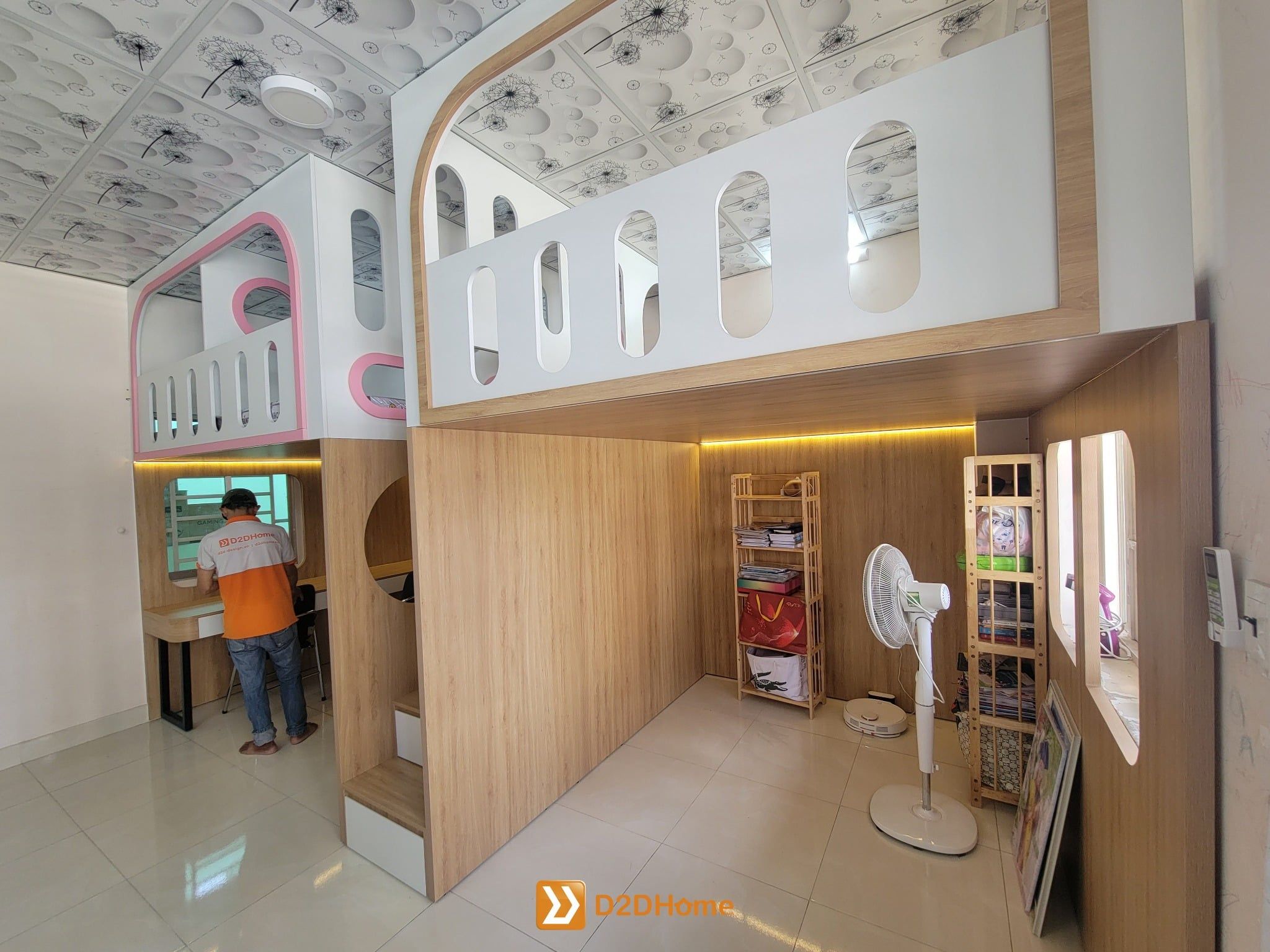  Phòng ngủ giường tầng cho 3 bé trai nhà chị Hoa 