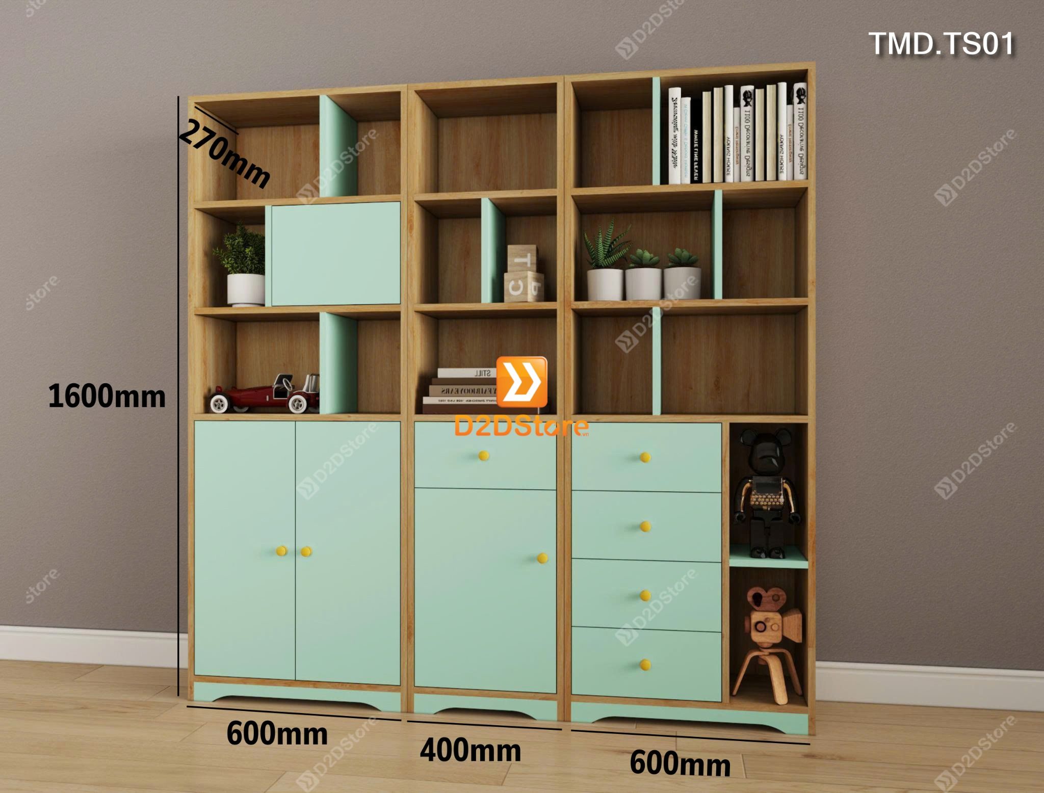  Bộ 3 tủ module đựng sách, đồ trang trí, đồ dùng gọn gàng tiện ích mã TMD.TS01 