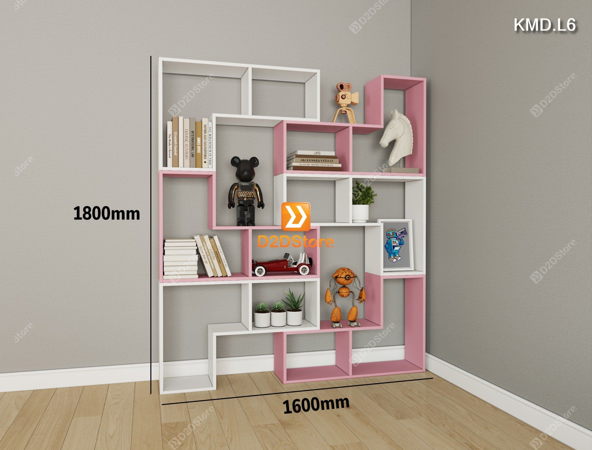  Kệ sách module trang trí mã KMD.L6 