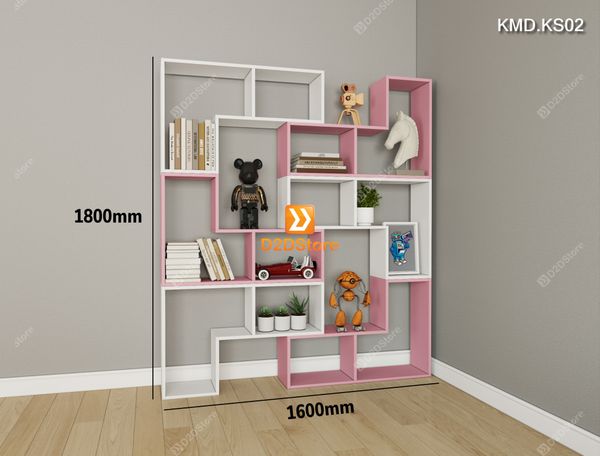 Bộ 6 kệ module xếp thành kệ sách nghệ thuật linh hoạt kích thước lắp đặt theo không gian mã KMD.KS02