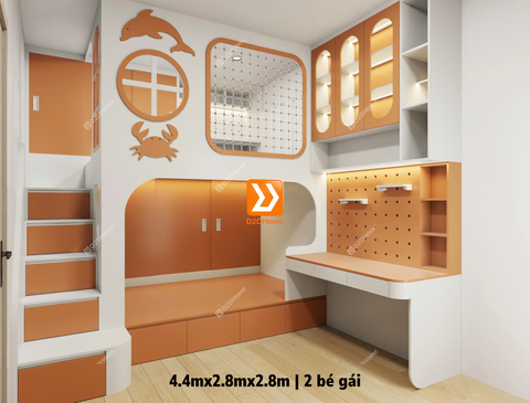 Phòng ngủ giường tầng 2 bé gái nhà anh Thành Công