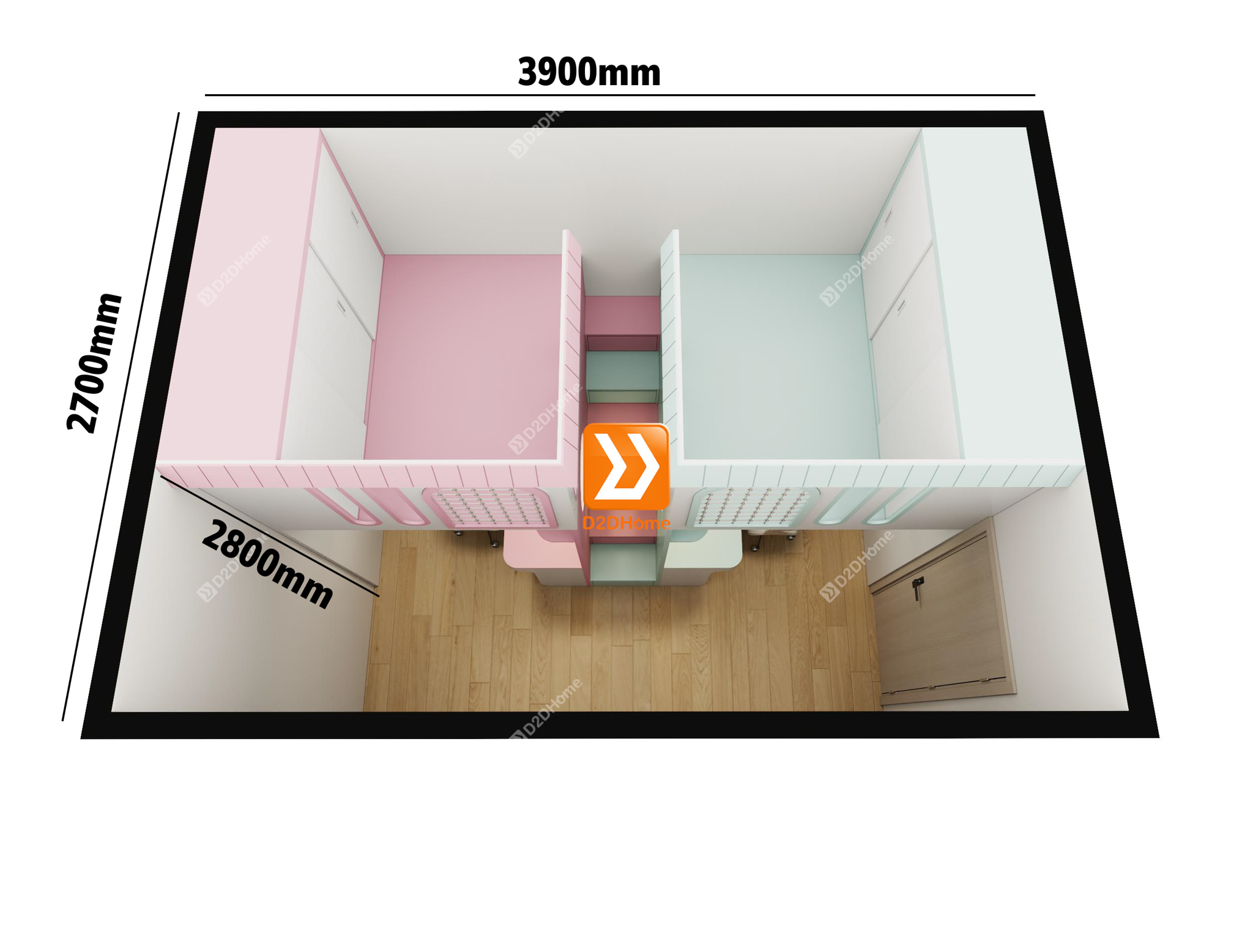  Phòng ngủ giường tầng cho 1 bé trai và 1 bé gái nhà anh Hồng Sơn 