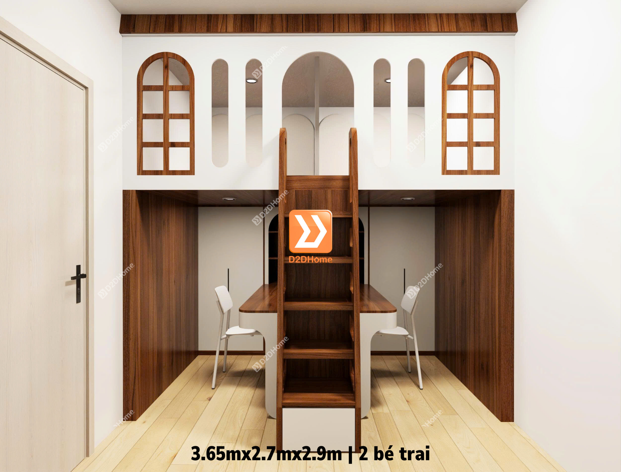 Phòng ngủ giường tầng 2 bé trai nhà anh Thành Dương