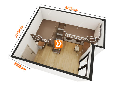 Phòng ngủ giường tầng cho 2 bé gái nhà chị Lệ Trang