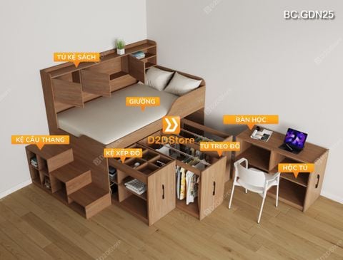 Giường đa năng nhiều tủ lưu trữ BC.GDN25