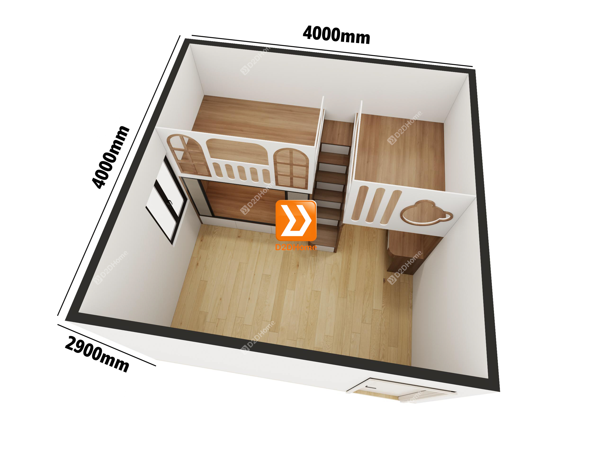  Phòng ngủ giường tầng cho bố mẹ và 2 bé trai nhà chị Hải Âu 