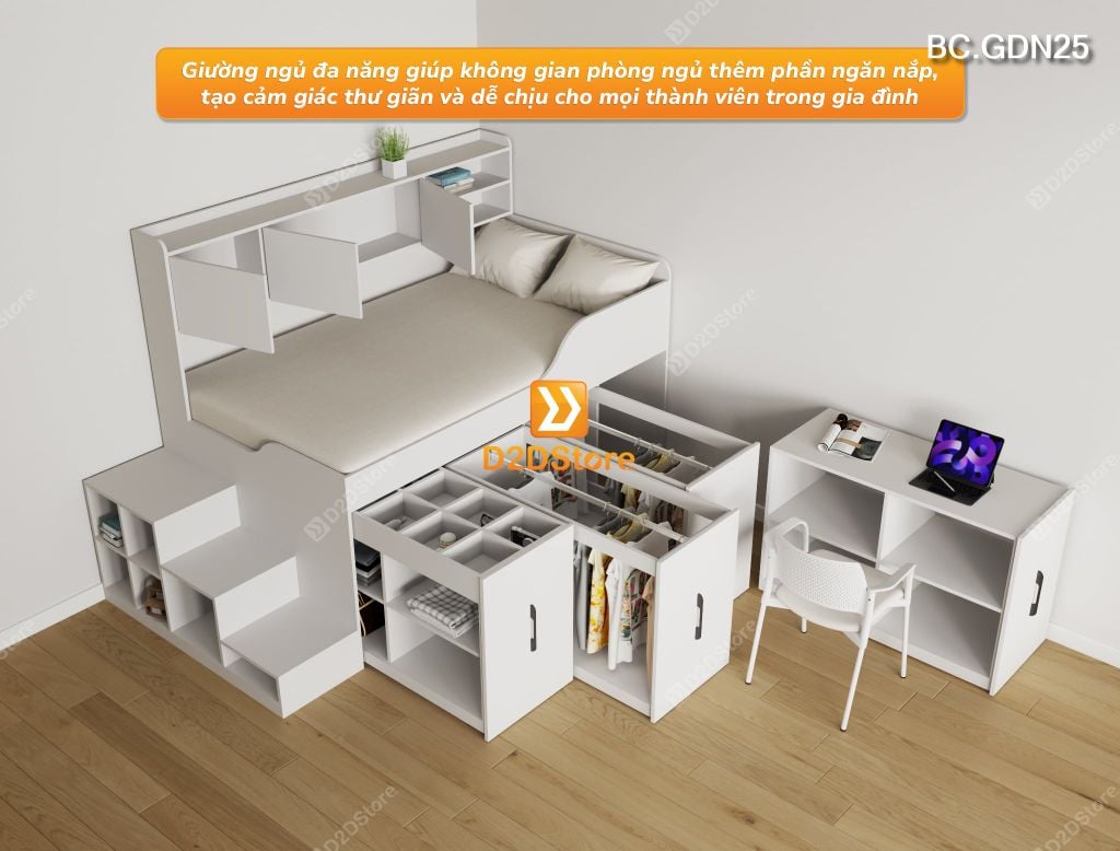 Giường đa năng nhiều tủ lưu trữ BC.GDN25 - Ảnh 12