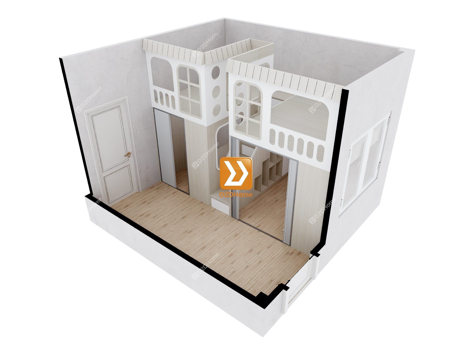  Phòng ngủ giường tầng cho 1 bé trai và 1 bé gái nhà chị Hương Phạm 