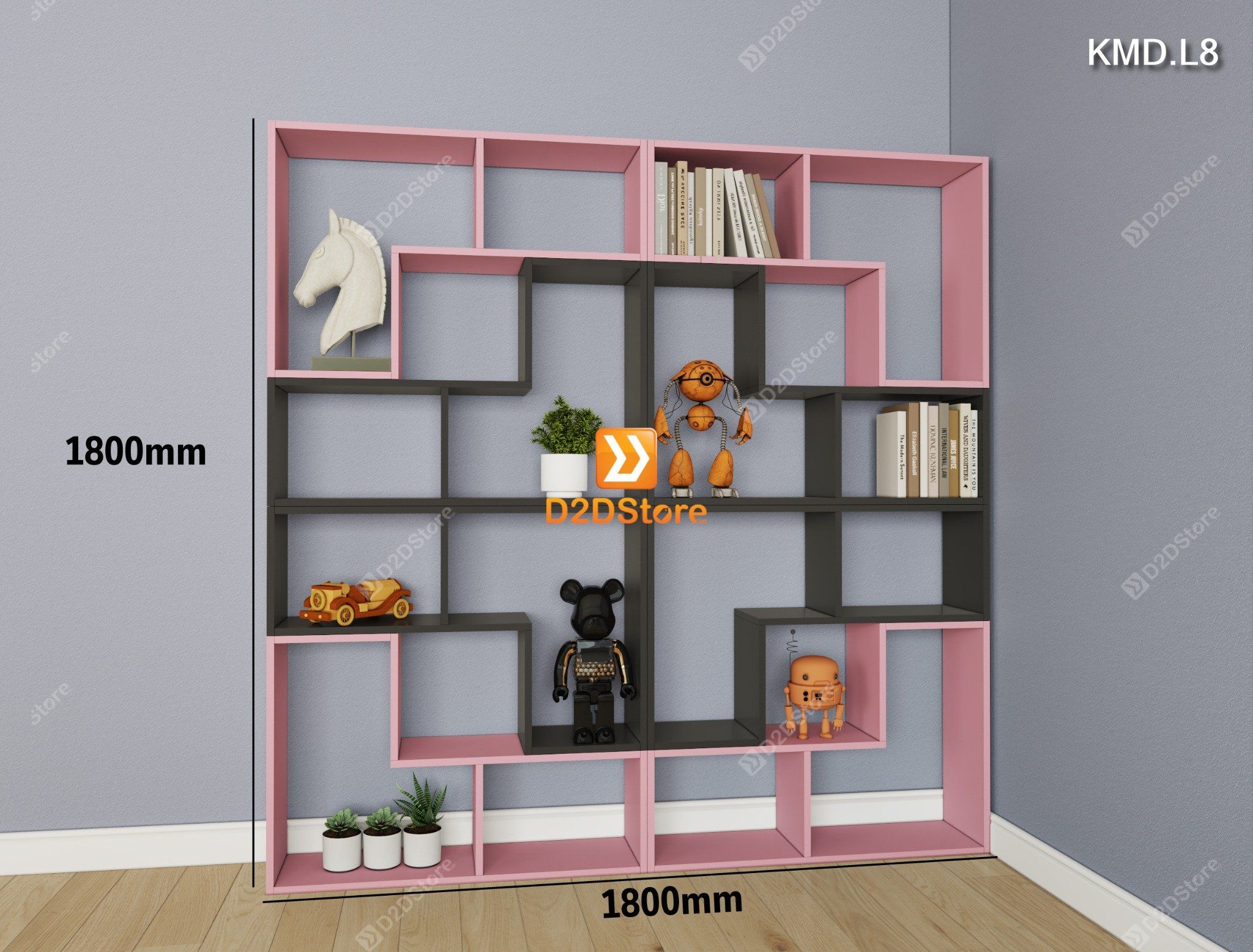  Kệ sách module trang trí mã KMD.L8 