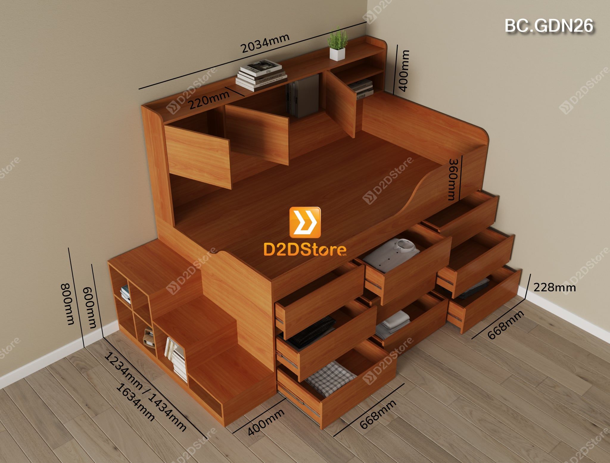  Giường đa năng nhiều ngăn kéo BC.GDN26 