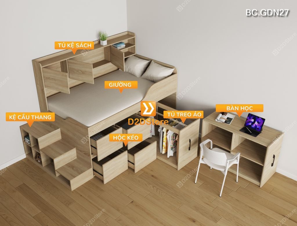 Giường đa năng lưu trữ thông minh BC.GDN27 - Ảnh 7