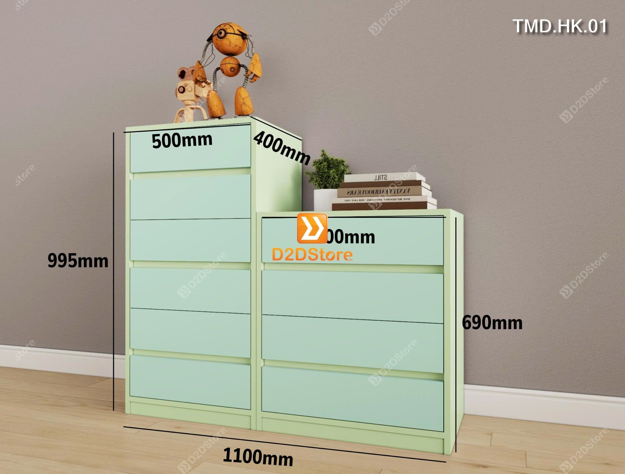  Bộ 2 tủ module có 10 ngăn kéo đựng đồ dùng tiện ích mã TMD.HK.01 