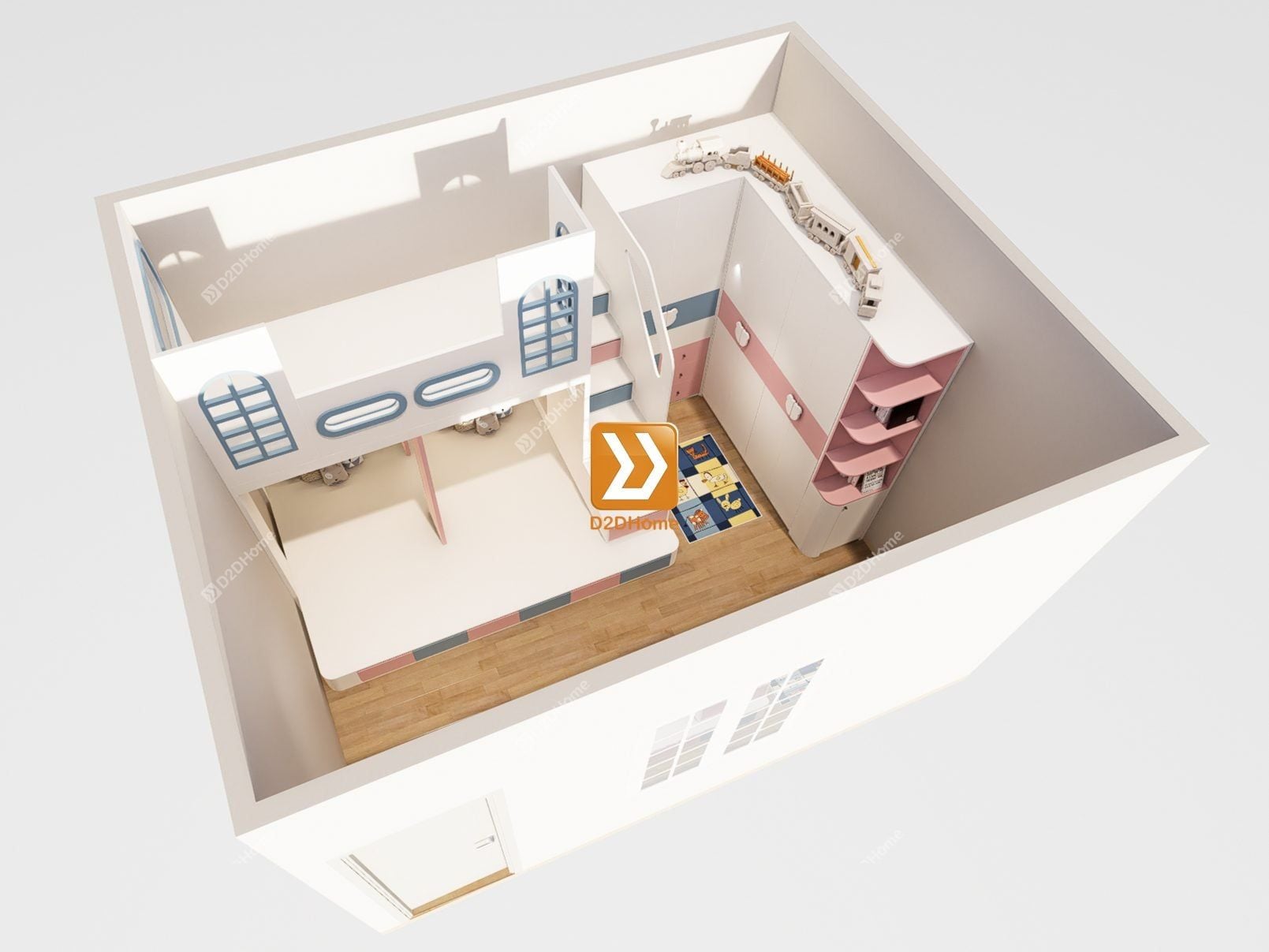  Phòng ngủ giường tầng cho 3 bé trai nhà chị Tú 