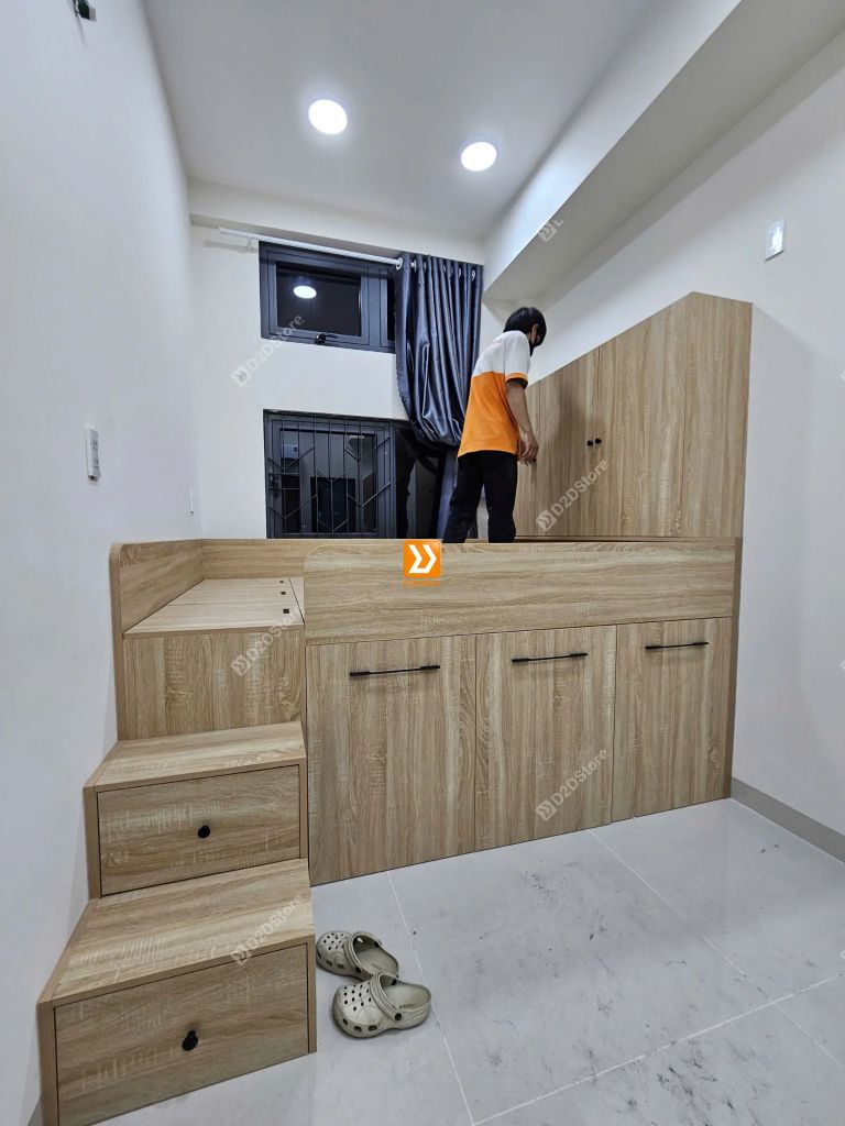 Hệ giường tủ bàn kết hợp lưu trữ thông minh cho căn hộ dịch vụ anh Hồng Văn - Ảnh 14