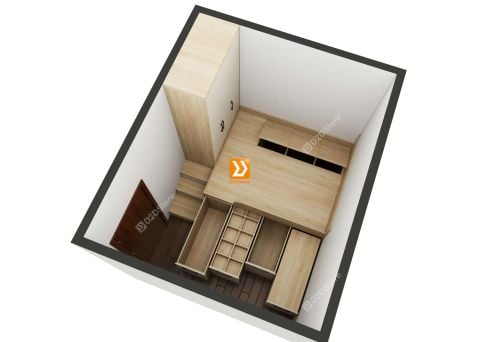 Hệ giường tủ bàn kết hợp lưu trữ thông minh tiết kiệm diện tích cho người độc thân