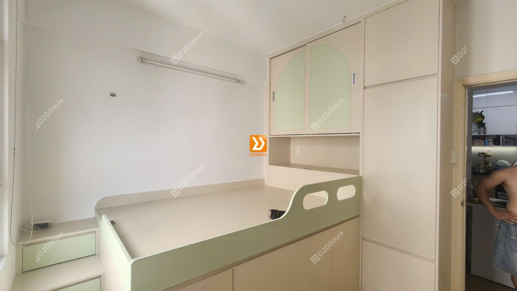 Tủ giường đa năng lưu trữ thông minh cho bé gái nhà chị Nhi Nguyễn