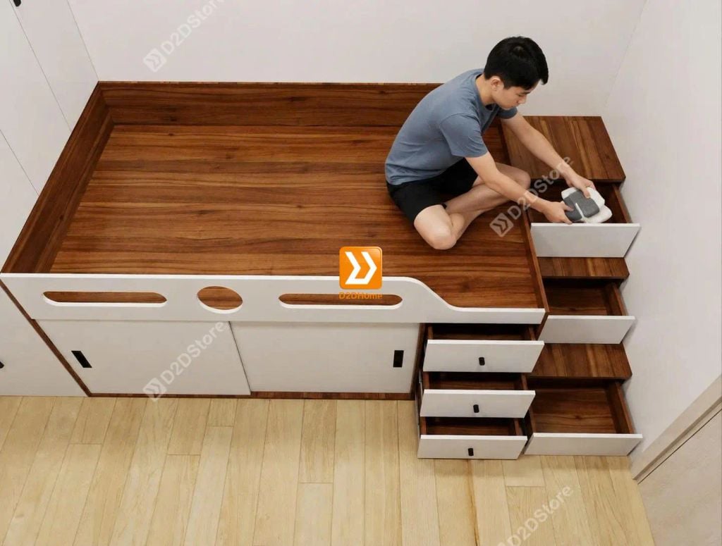 Phòng ngủ với hệ giường tủ kết hợp nhà chị Xuân Nghi - Ảnh 1