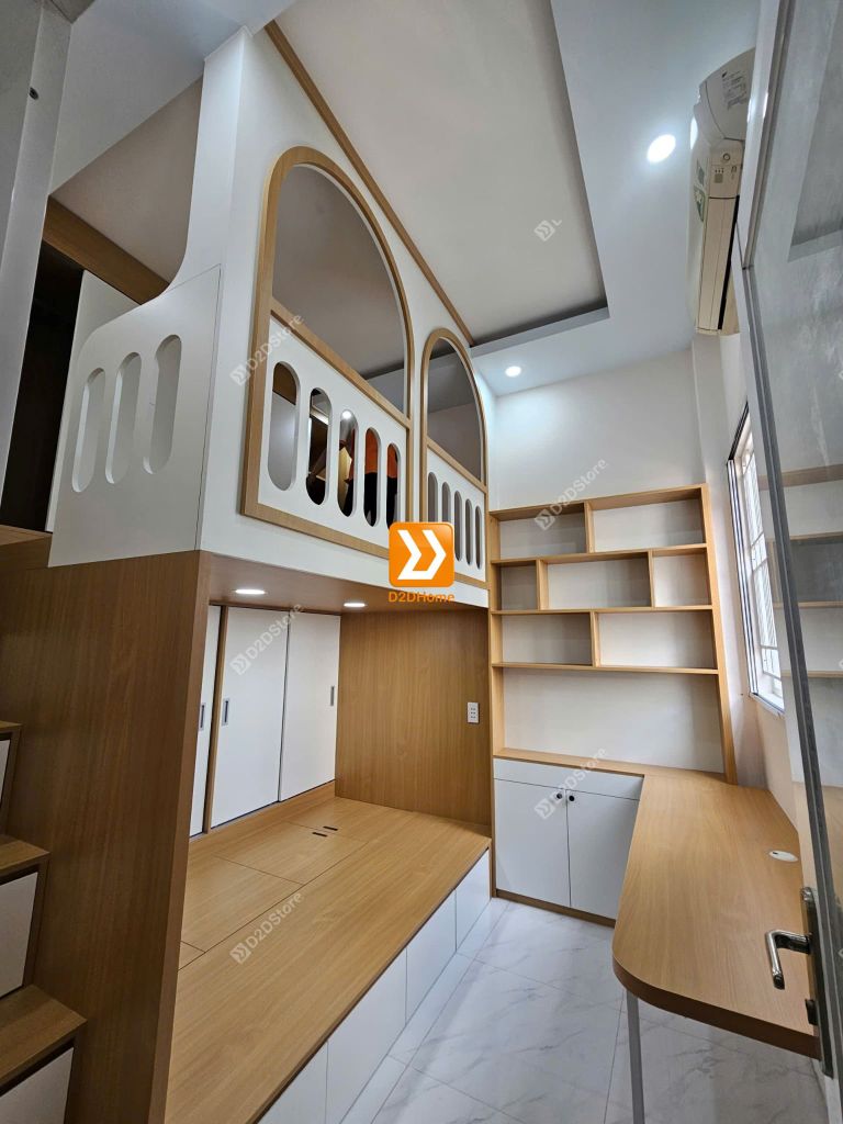 Phòng ngủ giường tầng cho 2 bé trai và gái nhà chị My My