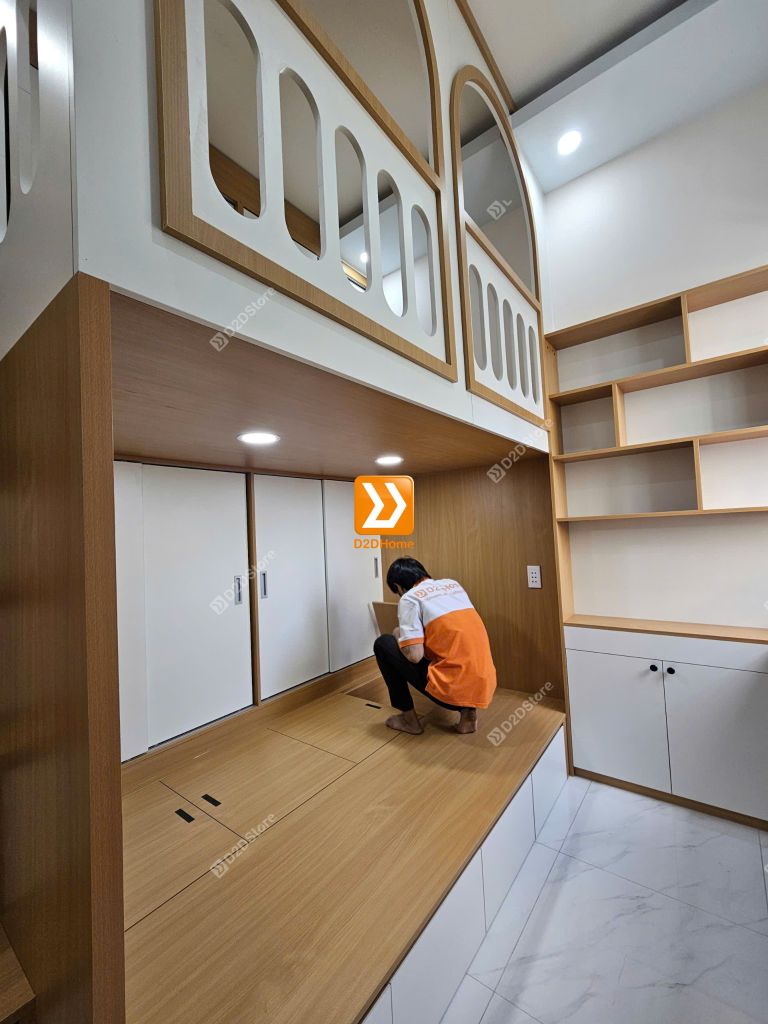 Phòng ngủ giường tầng cho 2 bé trai và gái nhà chị My My