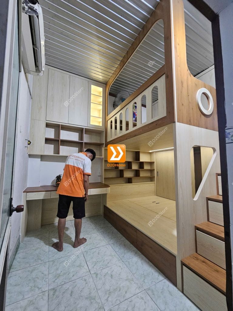 Phòng ngủ giường tầng 2 bé trai nhà chị Meet Nguyễn