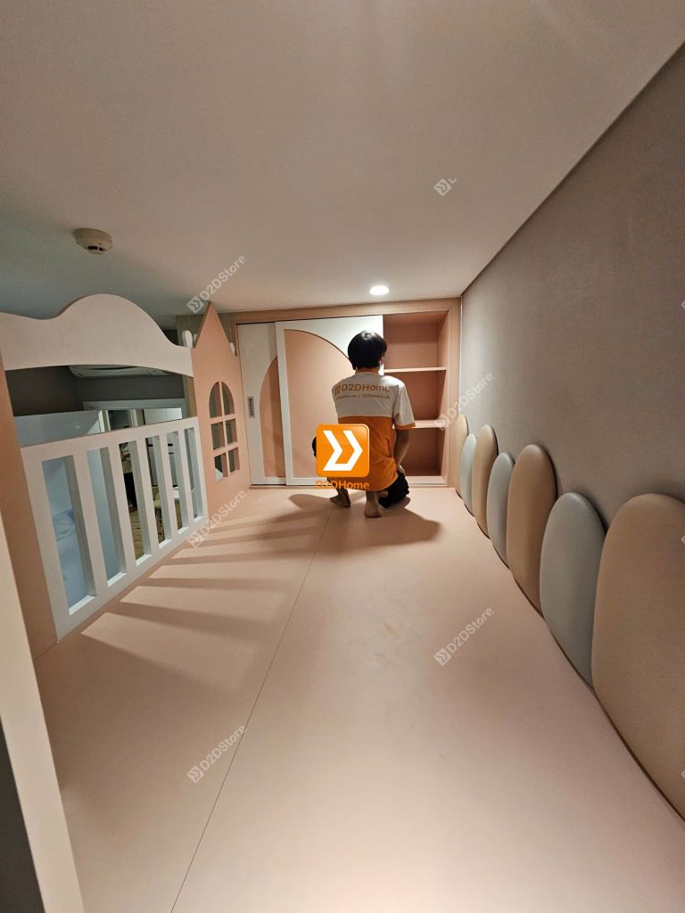 Phòng ngủ giường tầng cho 2 bé trai và gái nhà chị Thu Thủy