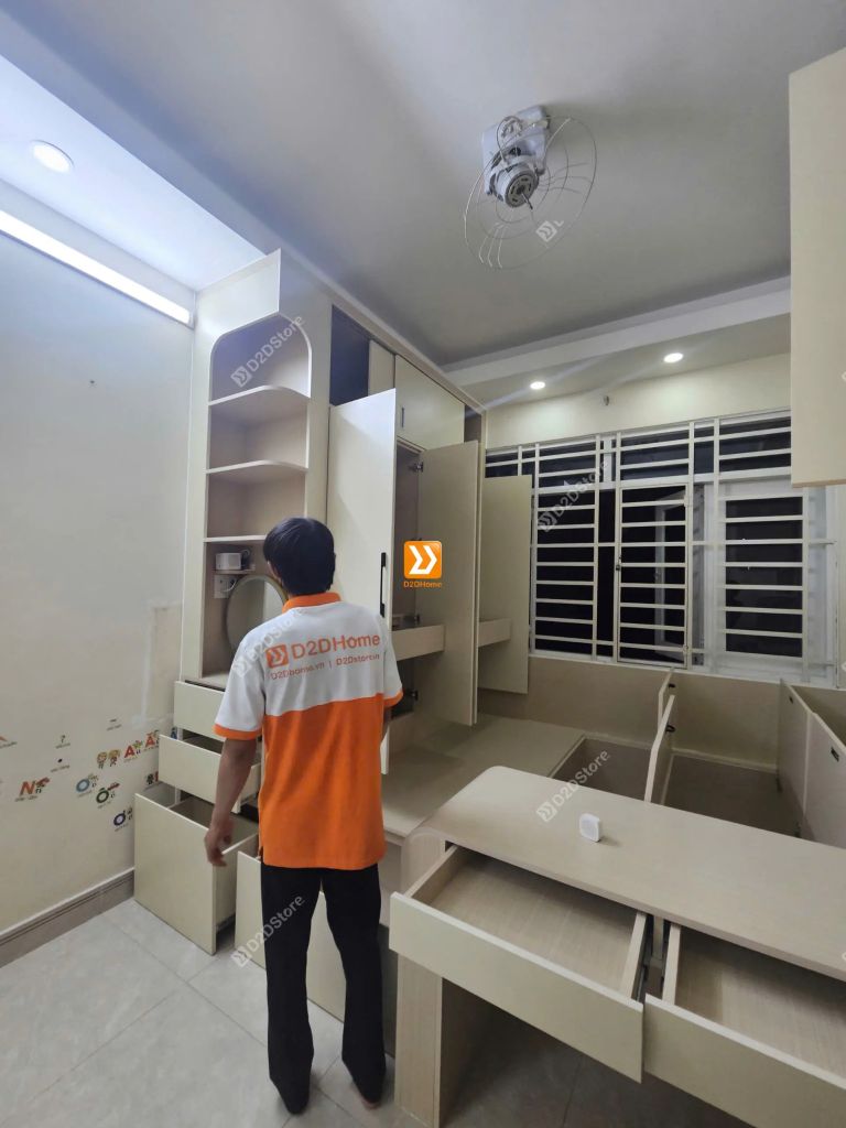 Hệ giường tủ bàn kết hợp bố trí tiết kiệm diện tích tối ưu công năng nhà anh Hữu Vĩnh - Ảnh 6