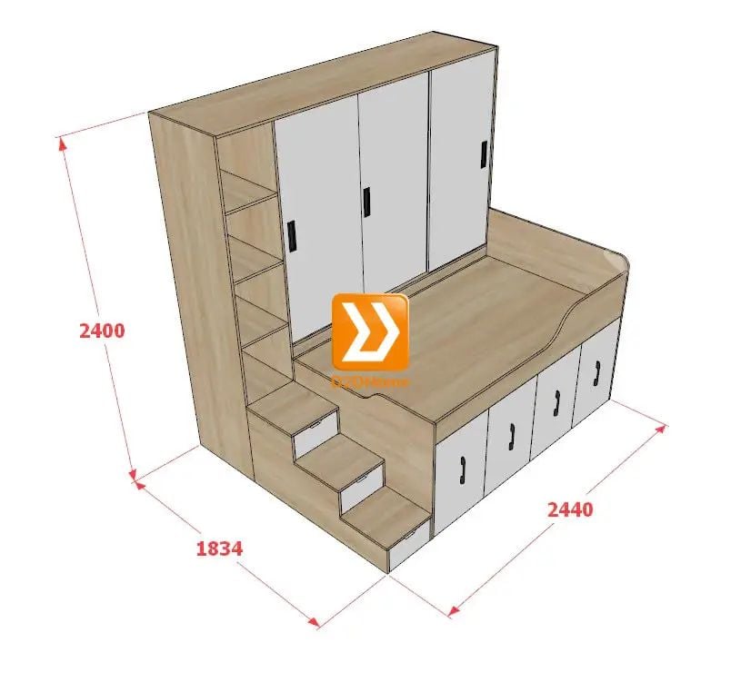 Hệ giường tủ bàn lưu trữ thông minh cho bạn nam hoặc nữ độc thân phòng nhỏ - Ảnh 4
