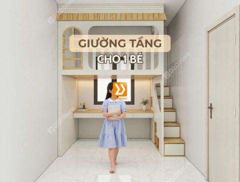 Phòng ngủ giường tầng cho bé gái nhà anh Hoàng Hải