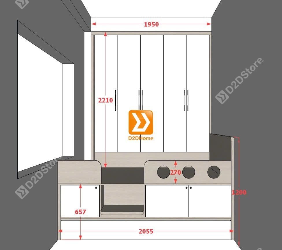 Tủ giường đa năng lưu trữ thông minh cho 2 bé gái nhà chị Jia Phong