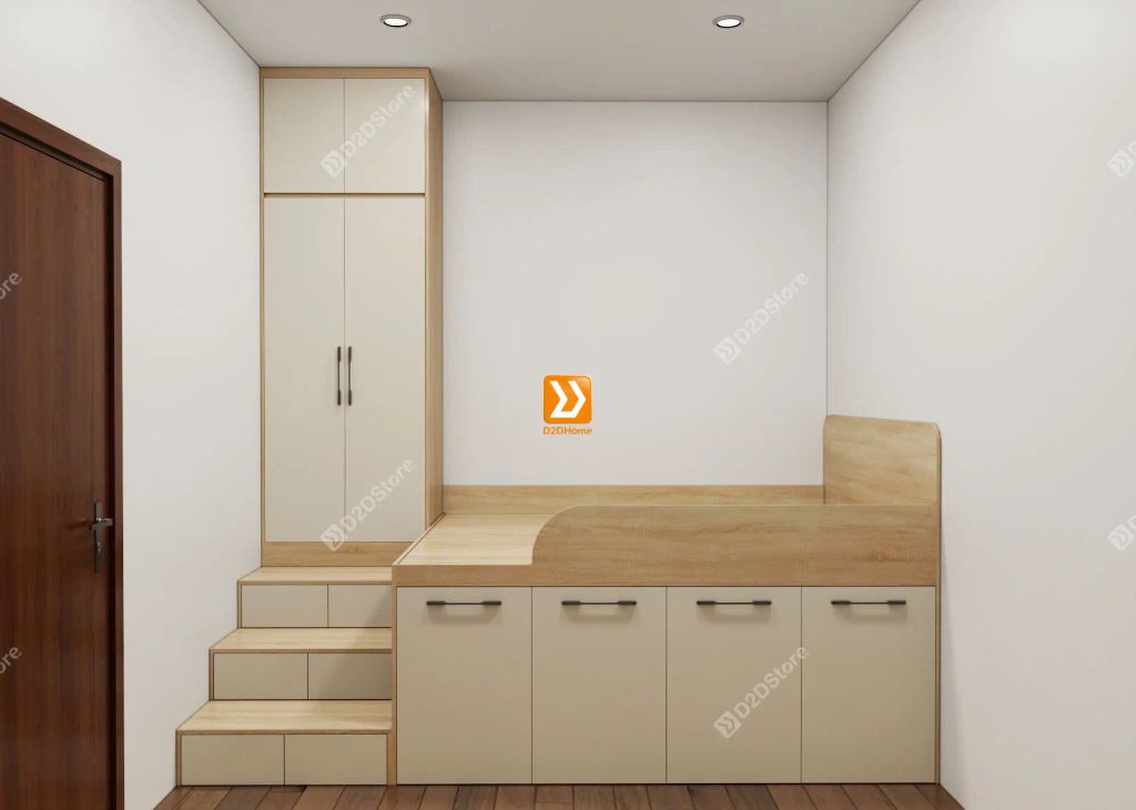 Hệ giường tủ bàn kết hợp cho bạn nam hoặc nữ độc thân phòng nhỏ - Ảnh 3