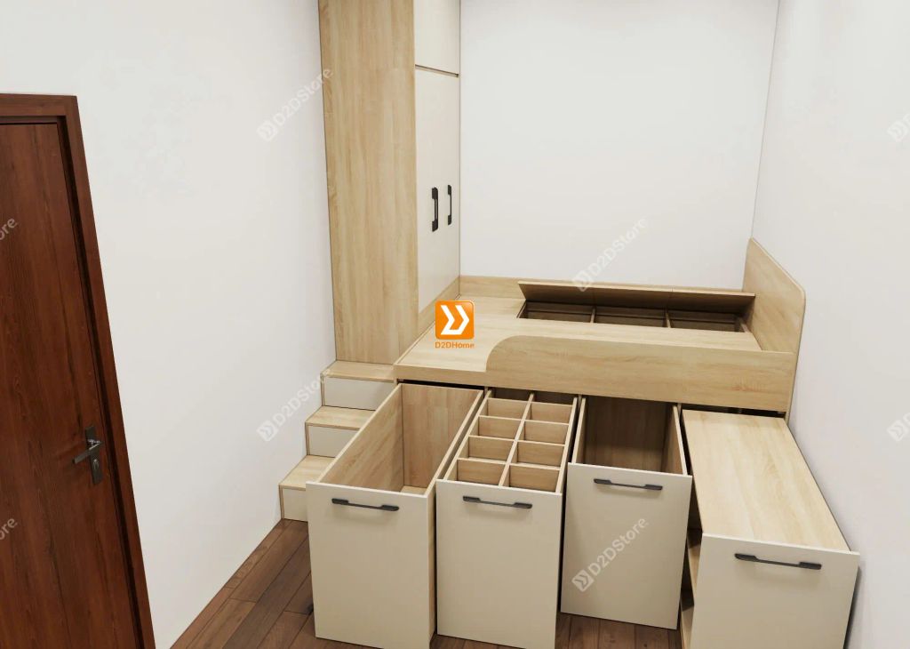 Hệ giường tủ bàn kết hợp lưu trữ thông minh tiết kiệm diện tích cho người độc thân - Ảnh 5