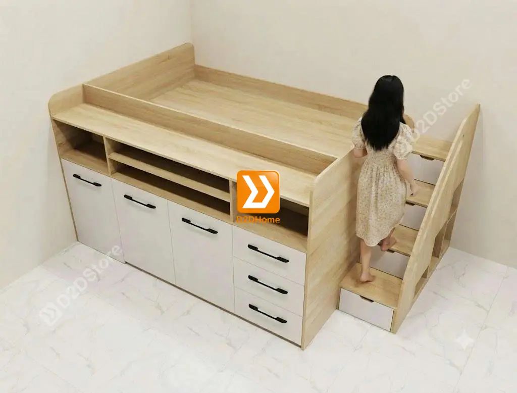 Giường kết hợp tủ áo và các ngăn hộc tủ lưu trữ đa năng mã BC.GDN13 - Ảnh 17
