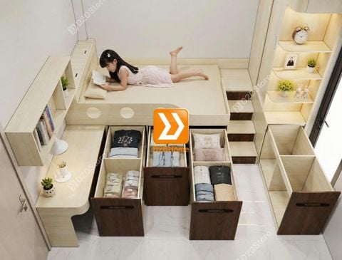 Tủ giường đa năng lưu trữ thông minh nhà anh Phương Trần