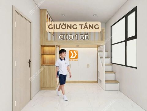 Phòng ngủ giường tầng cho bé trai nhà chị Tuyền Phạm