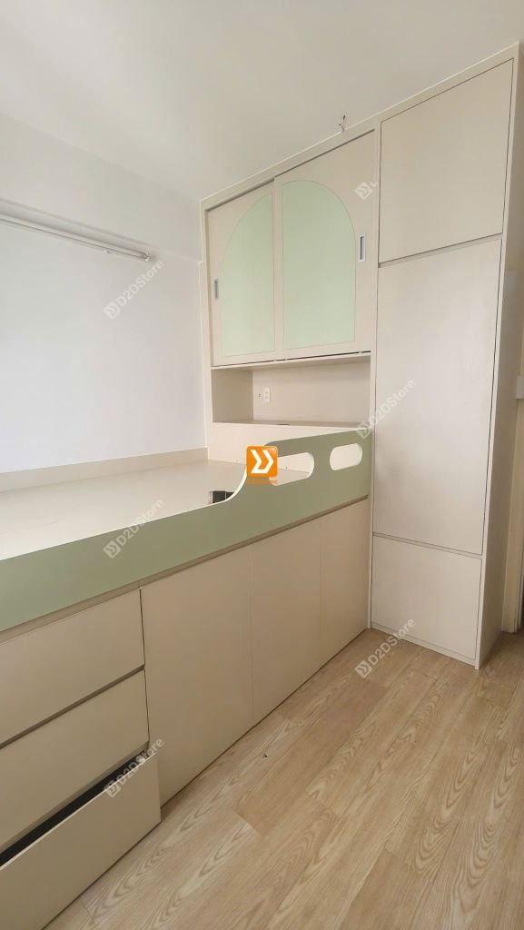 Tủ giường đa năng lưu trữ thông minh cho bé gái nhà chị Nhi Nguyễn