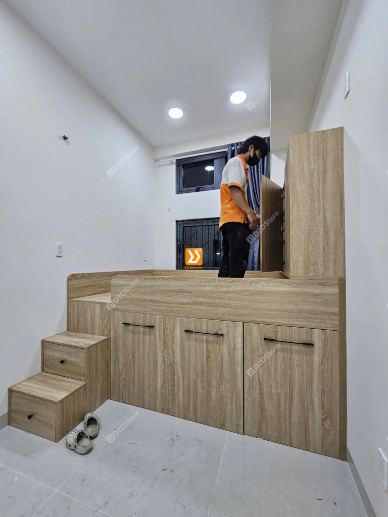 Hệ giường tủ bàn kết hợp lưu trữ thông minh cho căn hộ dịch vụ anh Hồng Văn - Ảnh 13