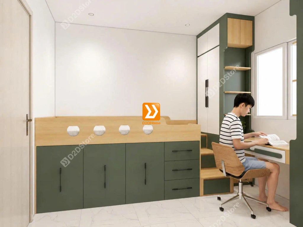 Hệ giường tủ bàn kết hợp tiết kiệm diện tích cho bạn nam hoặc nữ - Ảnh 6