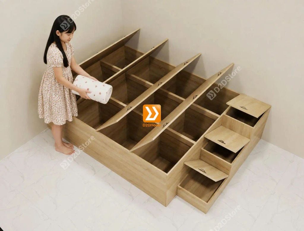 Giường ngủ kết hợp tủ lưu trữ nhiều kích thước mã BC.GDN23 - Ảnh 5