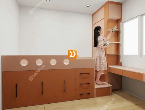 Hệ giường tủ bàn kết hợp tiết kiệm diện tích cho bạn nam hoặc nữ