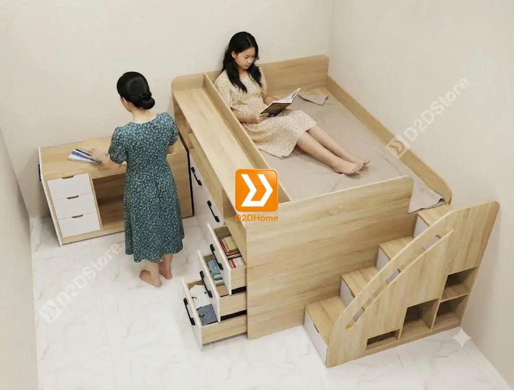Giường kết hợp tủ áo và các ngăn hộc tủ lưu trữ đa năng mã BC.GDN13 - Ảnh 1
