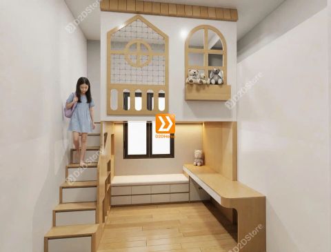 Phòng ngủ giường tầng cho bé gái nhà chị Thanh Diễm