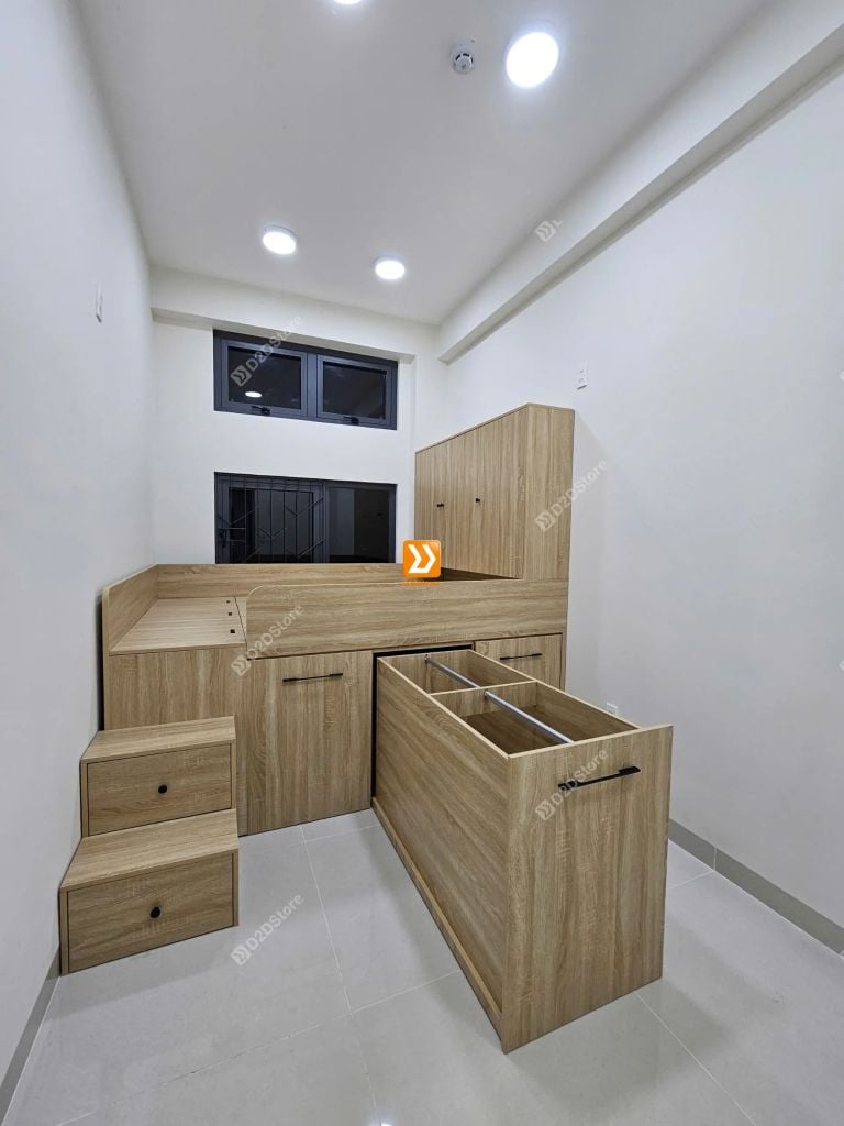 Hệ giường tủ bàn kết hợp lưu trữ thông minh cho căn hộ dịch vụ anh Hồng Văn - Ảnh 5