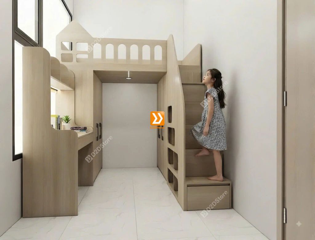 Phòng ngủ giường tầng cho bé gái nhà chị Tâm Nguyễn - Ảnh 2