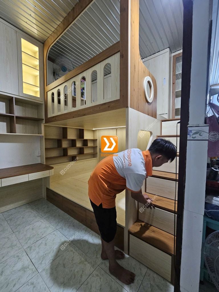 Phòng ngủ giường tầng 2 bé trai nhà chị Meet Nguyễn