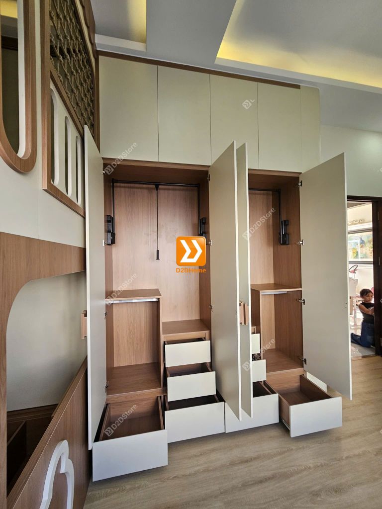 Phòng ngủ giường tầng cho 2 bé gái trạc tuổi nhà chị Thanh Thảo