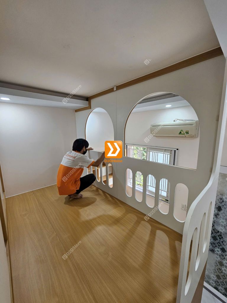 Phòng ngủ giường tầng cho 2 bé trai và gái nhà chị My My