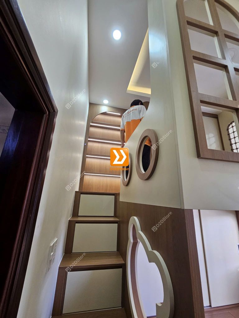 Phòng ngủ giường tầng cho 2 bé gái trạc tuổi nhà chị Thanh Thảo