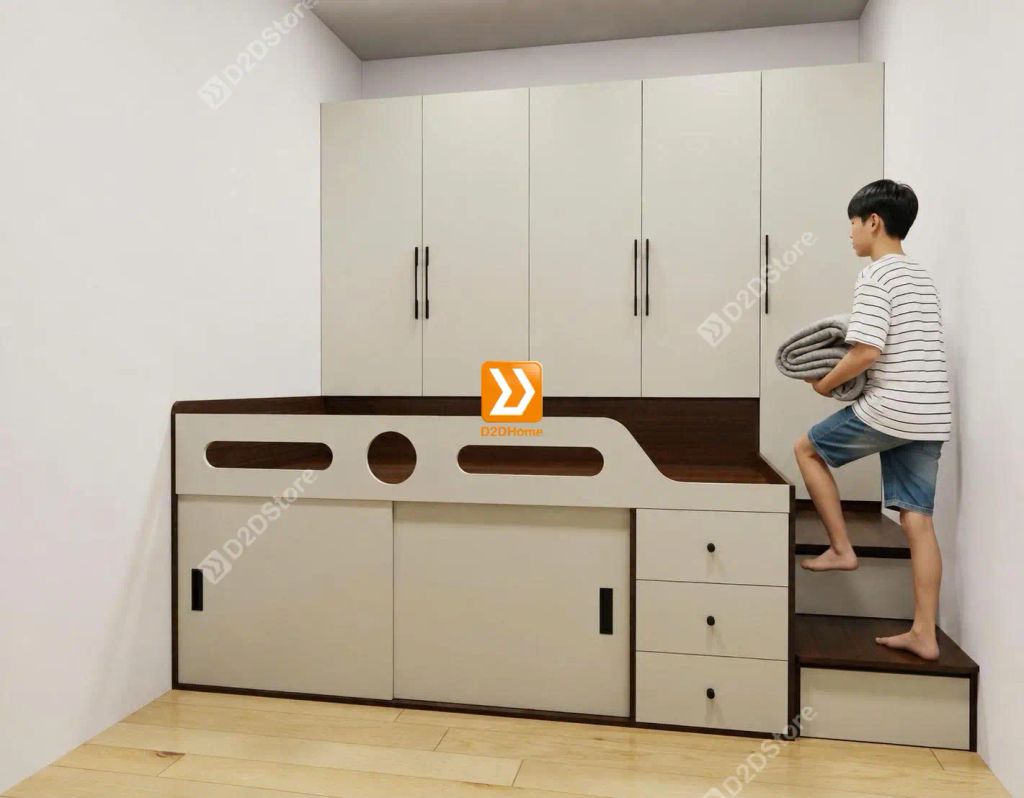 Phòng ngủ với hệ giường tủ kết hợp nhà chị Chi Lê - Ảnh 2