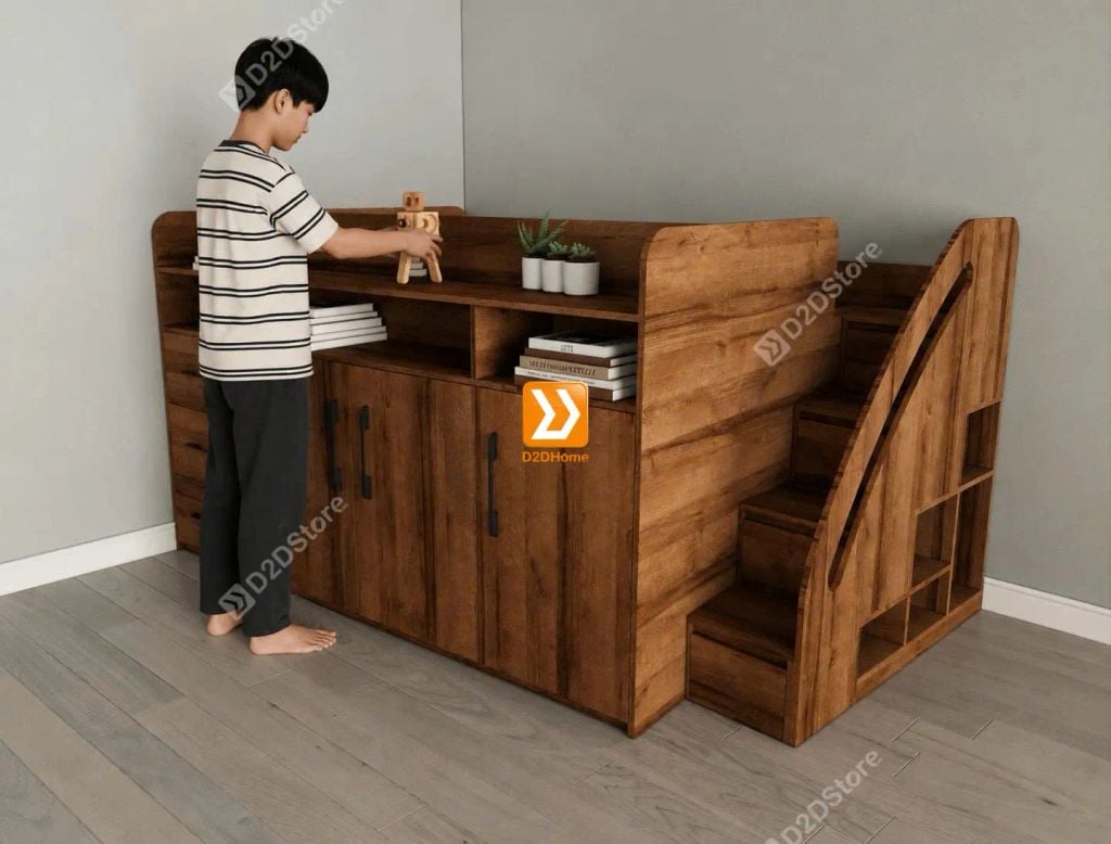 Giường kết hợp tủ áo và các ngăn hộc tủ lưu trữ đa năng mã BC.GDN13.01 - Ảnh 12